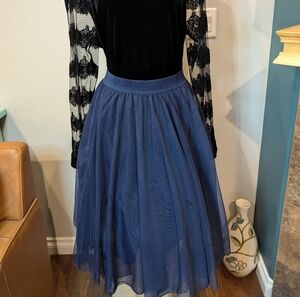 Torrid Blue full tulle skirt with lining Royal Blue Aline Midi Skirt 1x New!
